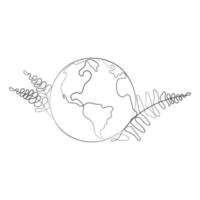 Planet Earth. One line art. Earth day. Ecology concept. Hand drawn vector illustration.