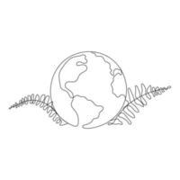Planet Earth. One line art drawing. Earth day. Ecology concept. Hand drawn vector illustration.