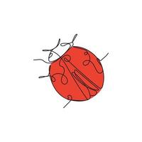 Red ladybug in one continuous line drawing. Ladybird, spring vector illustration.