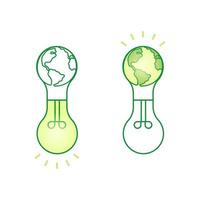 Light bulb with planet earth inside. Earth Day, hour. Energy saving. Vector illustration.