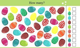 How Many Easter Eggs. Educational Game for Children vector