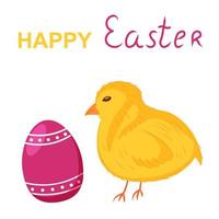 Pascua de Resurrección saludo tarjeta, polluelo y rosado huevo vector