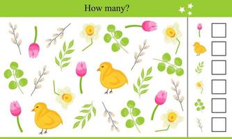 How Many Spring Elements. Educational Game for Children vector