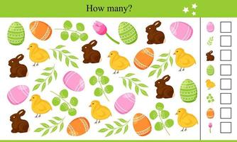 How Many Easter Elements. Educational Game for Children vector