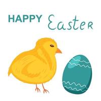 Easter Card, Chick and Blue Egg vector