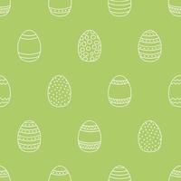 Seamless Pattern of Easter Eggs Outline on Green Background vector