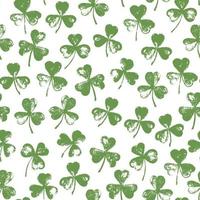 Shamrock seamless pattern. St. Patrick's Day green background. Clover leaves hand painted wallpaper vector