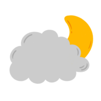 Cartoon moon and cloud icon. png