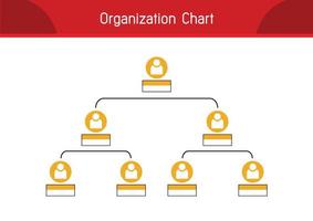 infografías de organigramas con icono de personas y línea abstracta, estructura empresarial, jerarquía de empleados, ilustración de vector de organización.