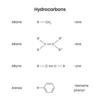 Hydrocarbon functional groups biochemistry science vector infographic