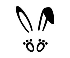 Easter vector design with bunny ears. Rabbit silhouette isolated on white