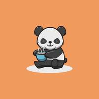 Cute panda drinking chocolate cartoon illustration vector