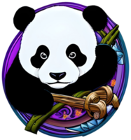 Cute cartoon like panda in a circle png