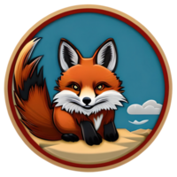 Cute cartoon like fox in a circle png