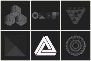 Abstract black and white background with generative art elements. Futuristic and glitched shapes in cyberpunk style. vector