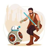 Space Adventurer and a Droid vector