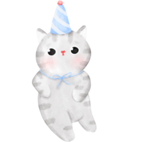 gelukkig verjaardag kat, grappig kat, kat illustratie, waterverf png