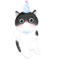 Happy Birthday Cat, Funny Cat, Cat illustration, Watercolor png