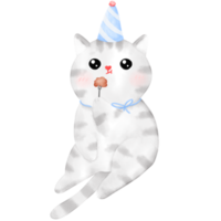 contento compleanno gatto, divertente gatto, gatto illustrazione, acquerello png