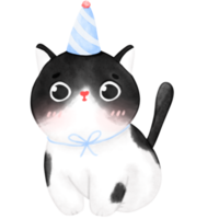 Happy Birthday Cat, Funny Cat, Cat illustration, Watercolor png