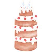 birthday cake with candles, watercolor, cake illustration png