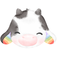 Cute rainbow cow, cow illustration, rainbow animal, pride png