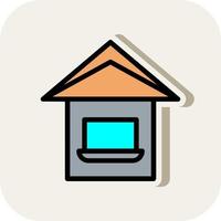 Laptop House Vector Icon Design