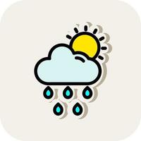 Cloud Sun Rain Vector Icon Design