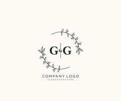 initial GG letters Beautiful floral feminine editable premade monoline logo suitable for spa salon skin hair beauty boutique and cosmetic company. vector