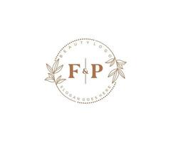 initial FP letters Beautiful floral feminine editable premade monoline logo suitable for spa salon skin hair beauty boutique and cosmetic company. vector