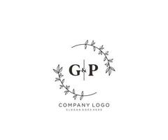 initial GP letters Beautiful floral feminine editable premade monoline logo suitable for spa salon skin hair beauty boutique and cosmetic company. vector