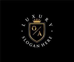 Initial OA Letter Royal Luxury Logo template in vector art for Restaurant, Royalty, Boutique, Cafe, Hotel, Heraldic, Jewelry, Fashion and other vector illustration.