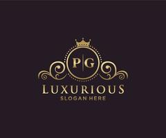 Initial PG Letter Royal Luxury Logo template in vector art for Restaurant, Royalty, Boutique, Cafe, Hotel, Heraldic, Jewelry, Fashion and other vector illustration.