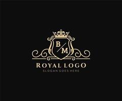Initial BM Letter Luxurious Brand Logo Template, for Restaurant, Royalty, Boutique, Cafe, Hotel, Heraldic, Jewelry, Fashion and other vector illustration.