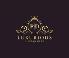 Initial PD Letter Royal Luxury Logo template in vector art for Restaurant, Royalty, Boutique, Cafe, Hotel, Heraldic, Jewelry, Fashion and other vector illustration.