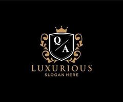 Initial QA Letter Royal Luxury Logo template in vector art for Restaurant, Royalty, Boutique, Cafe, Hotel, Heraldic, Jewelry, Fashion and other vector illustration.