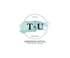 Initial TU Letter Beauty vector initial logo, handwriting logo of initial signature, wedding, fashion, jewerly, boutique, floral and botanical with creative template for any company or business.