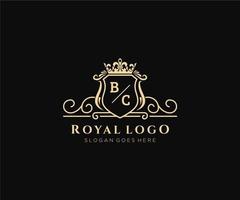 Initial BC Letter Luxurious Brand Logo Template, for Restaurant, Royalty, Boutique, Cafe, Hotel, Heraldic, Jewelry, Fashion and other vector illustration.