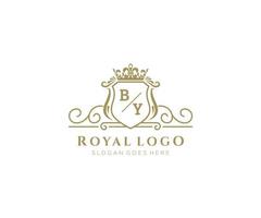 Initial BY Letter Luxurious Brand Logo Template, for Restaurant, Royalty, Boutique, Cafe, Hotel, Heraldic, Jewelry, Fashion and other vector illustration.