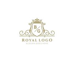 Initial BG Letter Luxurious Brand Logo Template, for Restaurant, Royalty, Boutique, Cafe, Hotel, Heraldic, Jewelry, Fashion and other vector illustration.