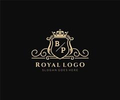 Initial BP Letter Luxurious Brand Logo Template, for Restaurant, Royalty, Boutique, Cafe, Hotel, Heraldic, Jewelry, Fashion and other vector illustration.