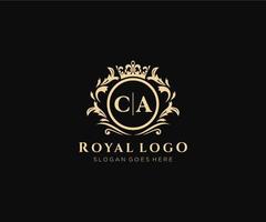 Initial CA Letter Luxurious Brand Logo Template, for Restaurant, Royalty, Boutique, Cafe, Hotel, Heraldic, Jewelry, Fashion and other vector illustration.