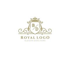 Initial BD Letter Luxurious Brand Logo Template, for Restaurant, Royalty, Boutique, Cafe, Hotel, Heraldic, Jewelry, Fashion and other vector illustration.