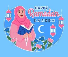 happy ramadan kareem illustration background vector