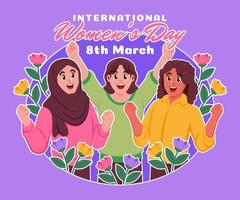 8 marzo en todo el mundo celebracion de internacional De las mujeres día vector