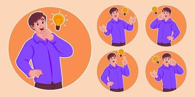 people think and get ideas with light bulbs vector