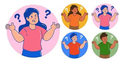 Gestures of people asking for answers to something vector