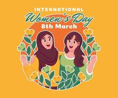 8 marzo en todo el mundo celebracion de internacional De las mujeres día vector
