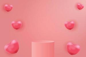 3D Display Podium Product Background with Hearts vector