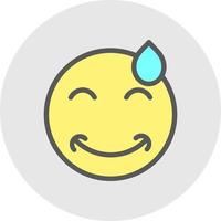 Grin Beam Sweat Vector Icon Design